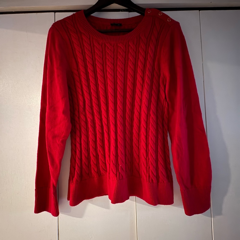 Talbots Vibrant Red Cable Knit Sweater